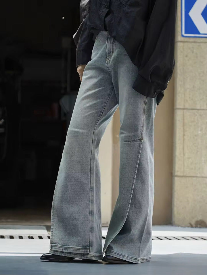 Slit straight jeans