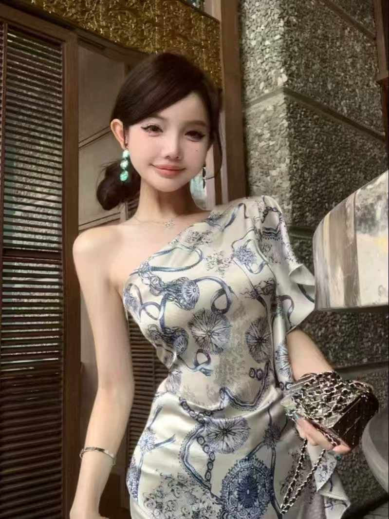 Slanted shoulder top