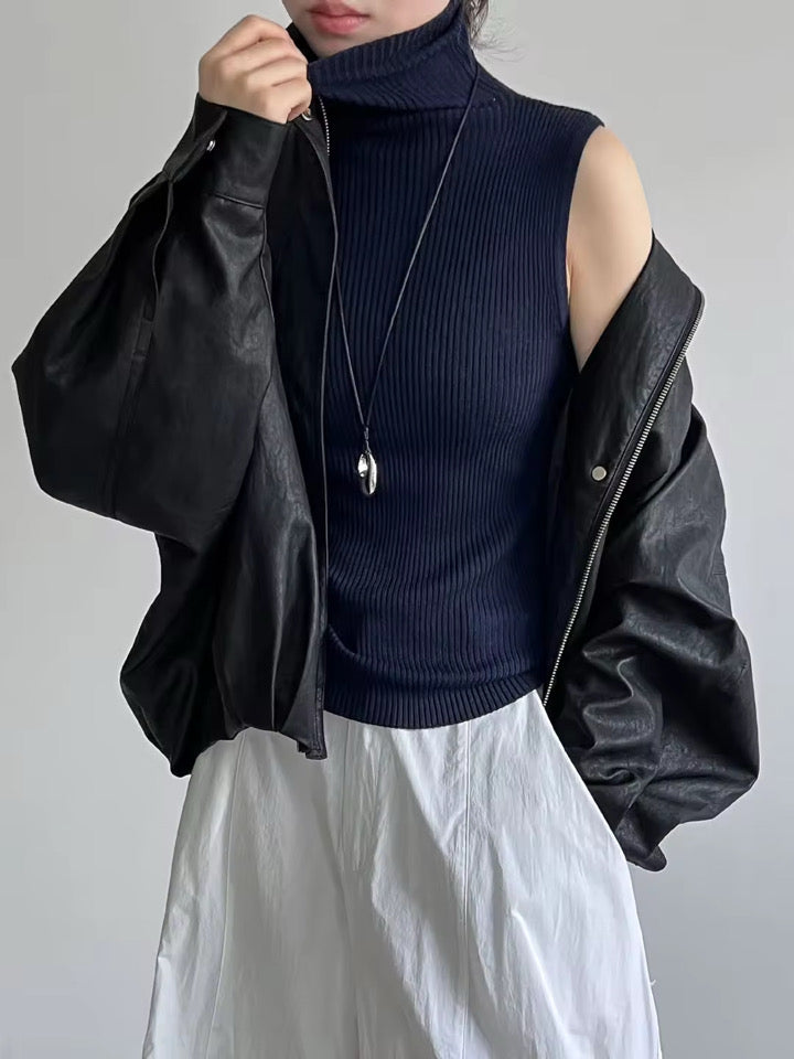 turtleneck sleeveless sweater