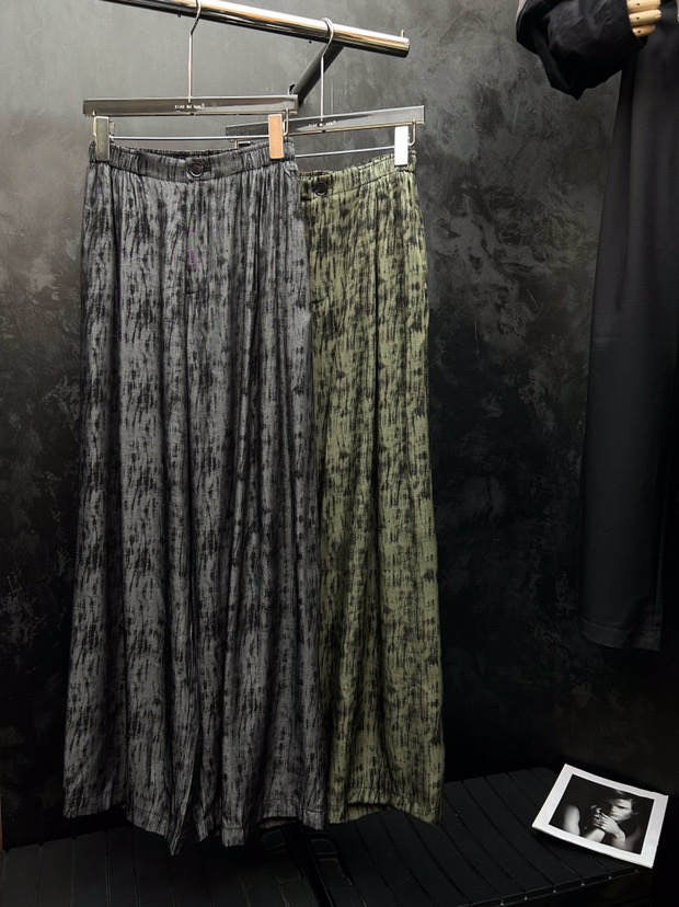 Mercerized wide-leg pants