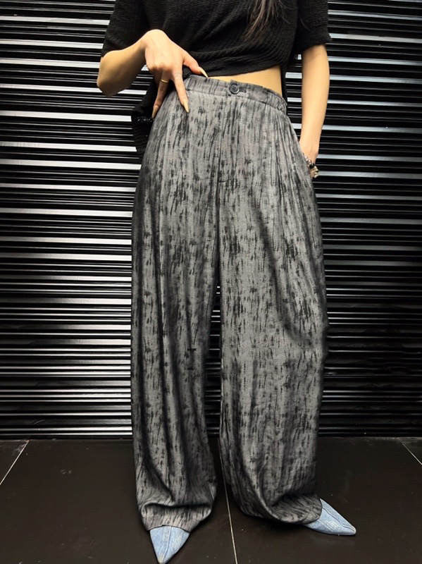 Mercerized wide-leg pants
