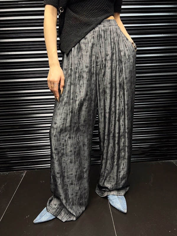 Mercerized wide-leg pants