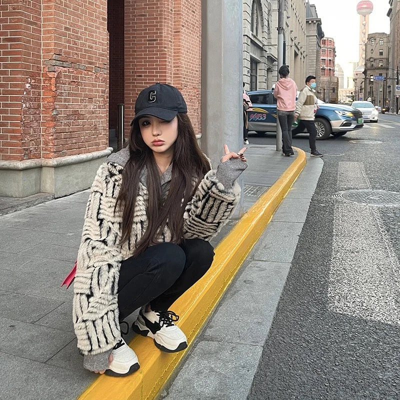 Korean style imitation fur jacket