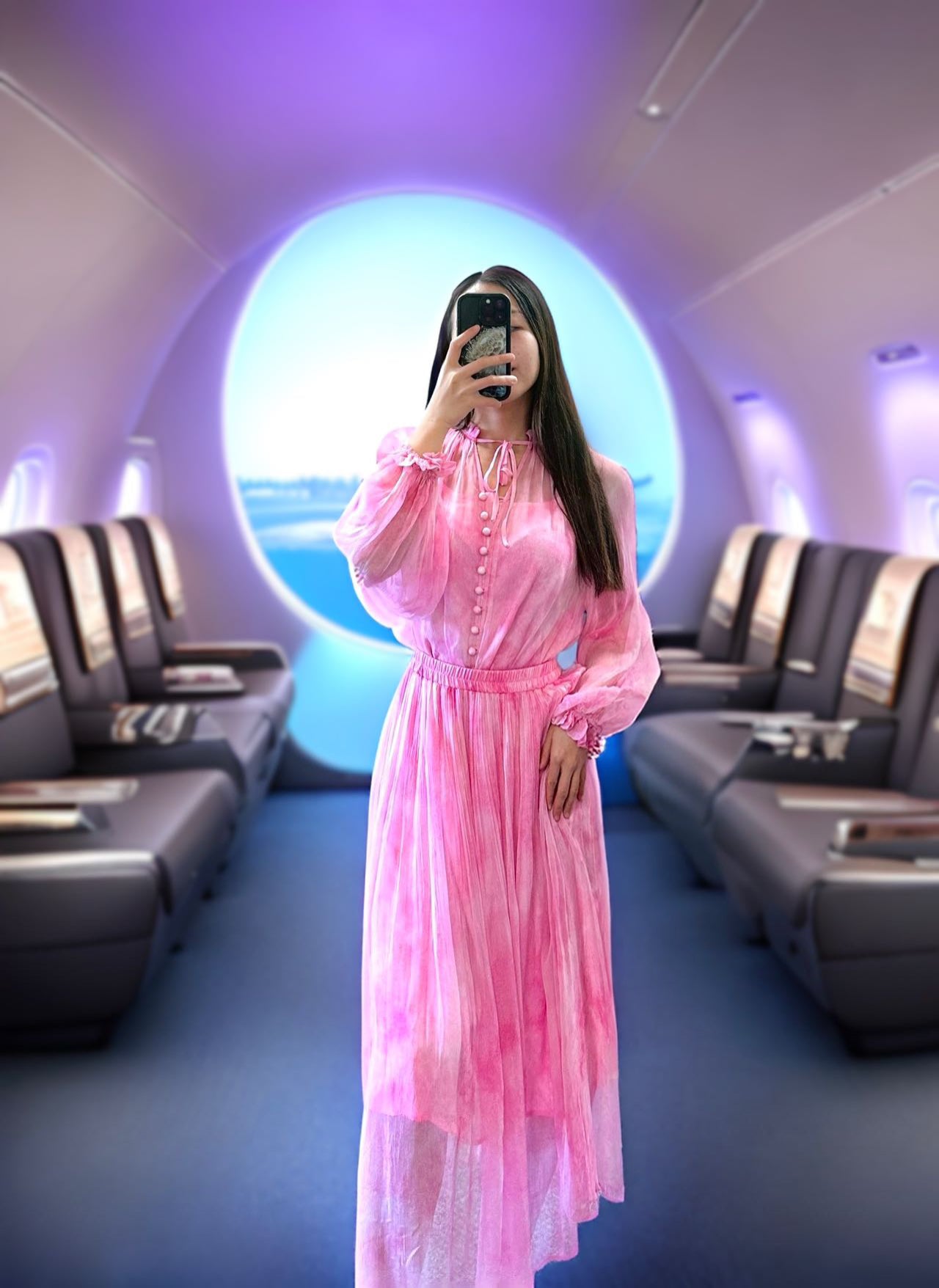 Long sleeve silk dress