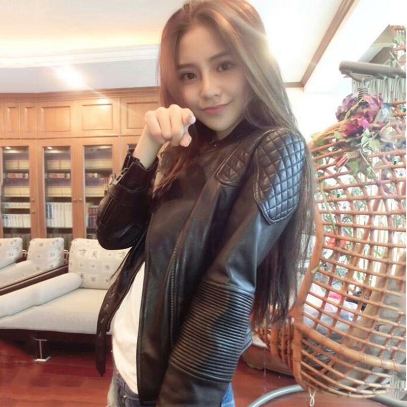 Slim PU leather jacket