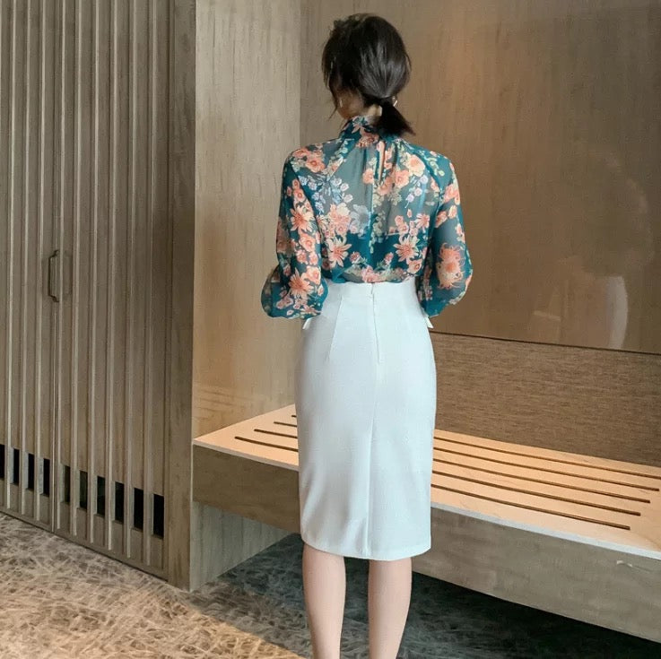 irregular split skirt