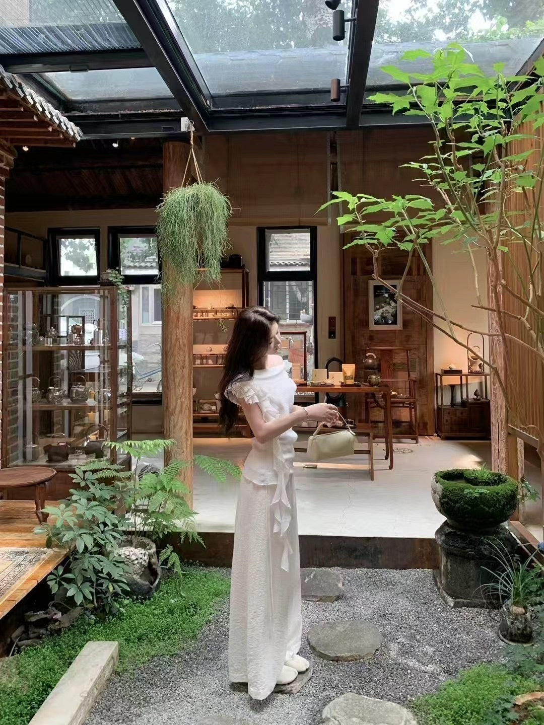 Solid color flower pants + top set