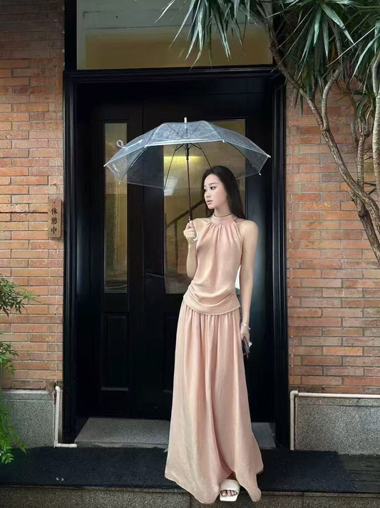 Pink skirt suit