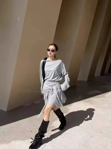 Strappy T-shirt + mini skirt