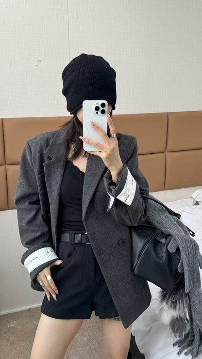 Rolled hem blazer