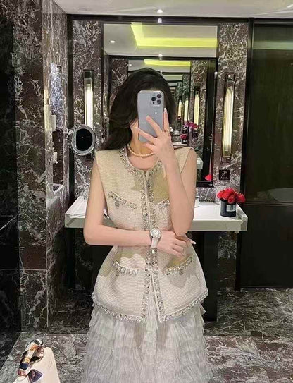 Beaded sleeveless vest