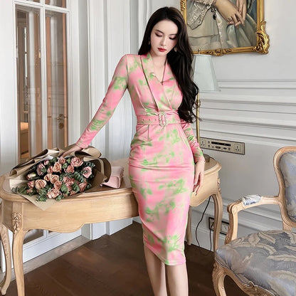 V-neck printed dress