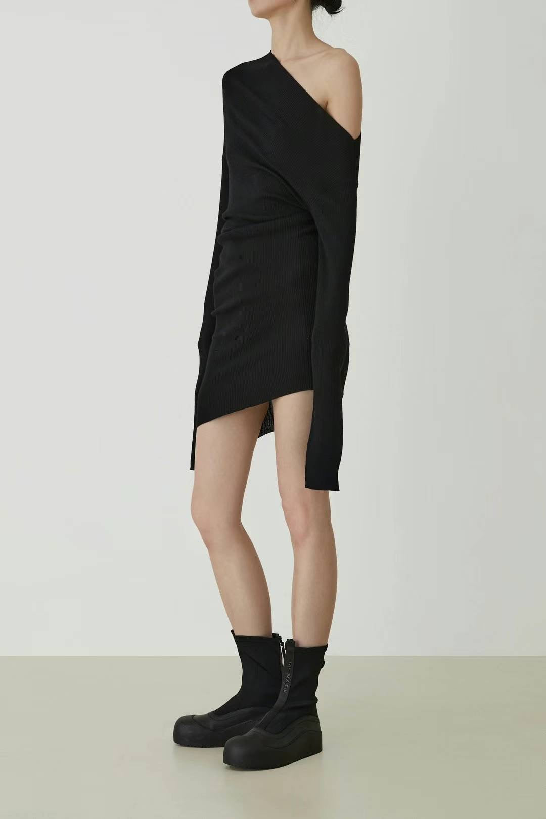 Irregular sweater dress