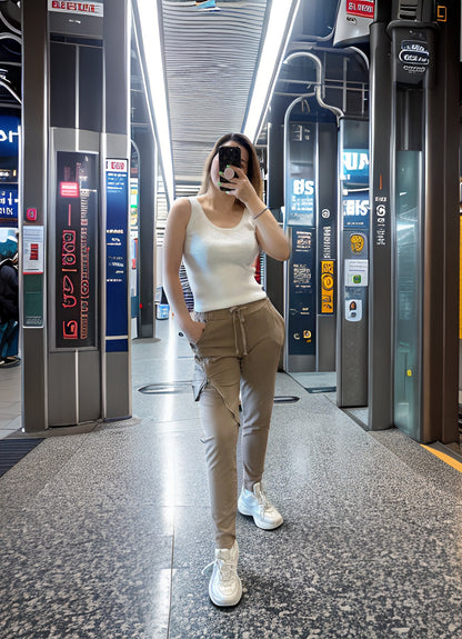 Zipper casual pants