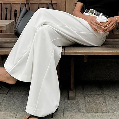 Solid color wide leg pants