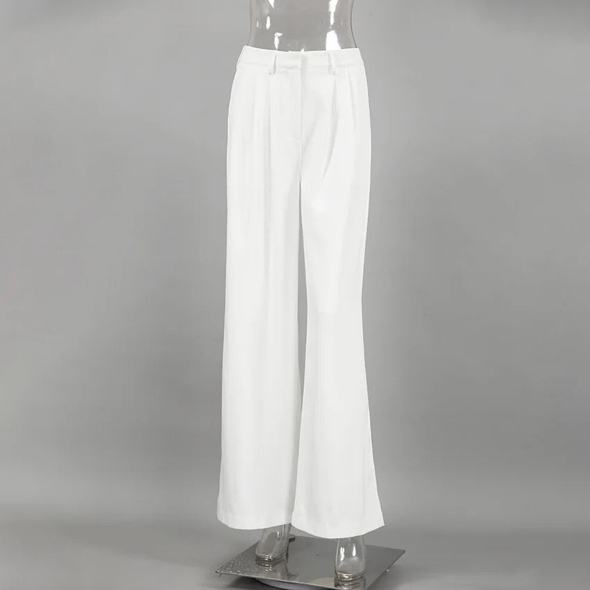 Solid color wide leg pants