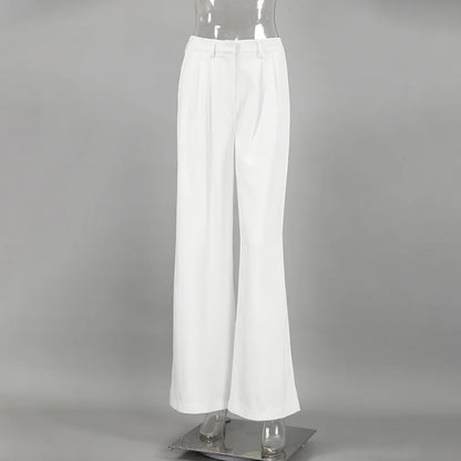 Solid color wide leg pants