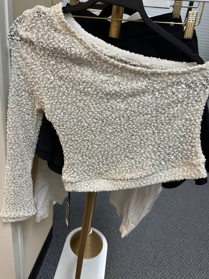 glitter off shoulder top