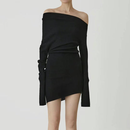 Irregular sweater dress