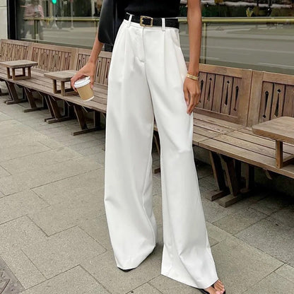 Solid color wide leg pants