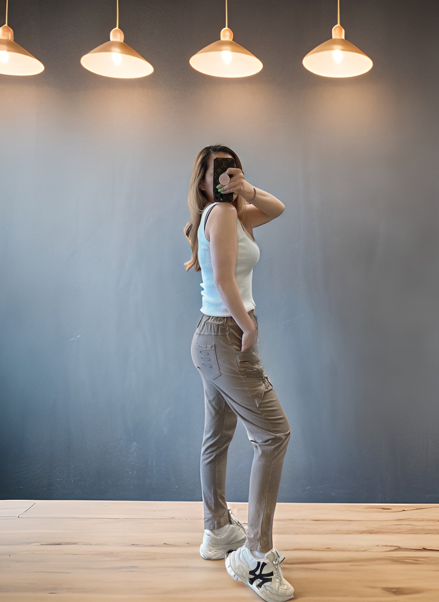 Zipper casual pants