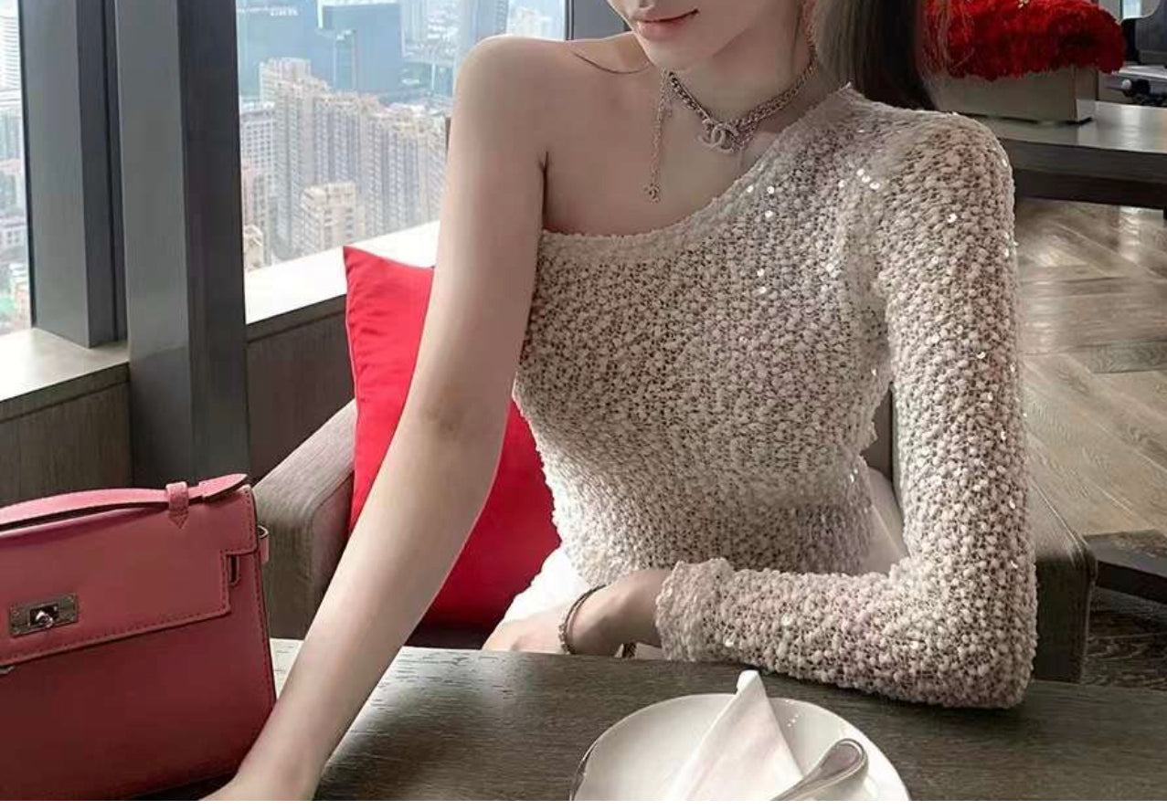 glitter off shoulder top