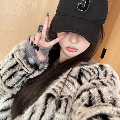 Korean style imitation fur jacket