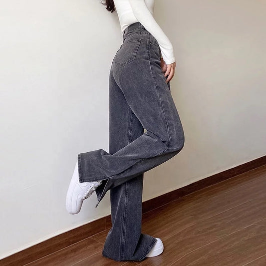 Korean style trendy straight jeans