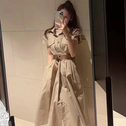 Khaki Belt Dress
